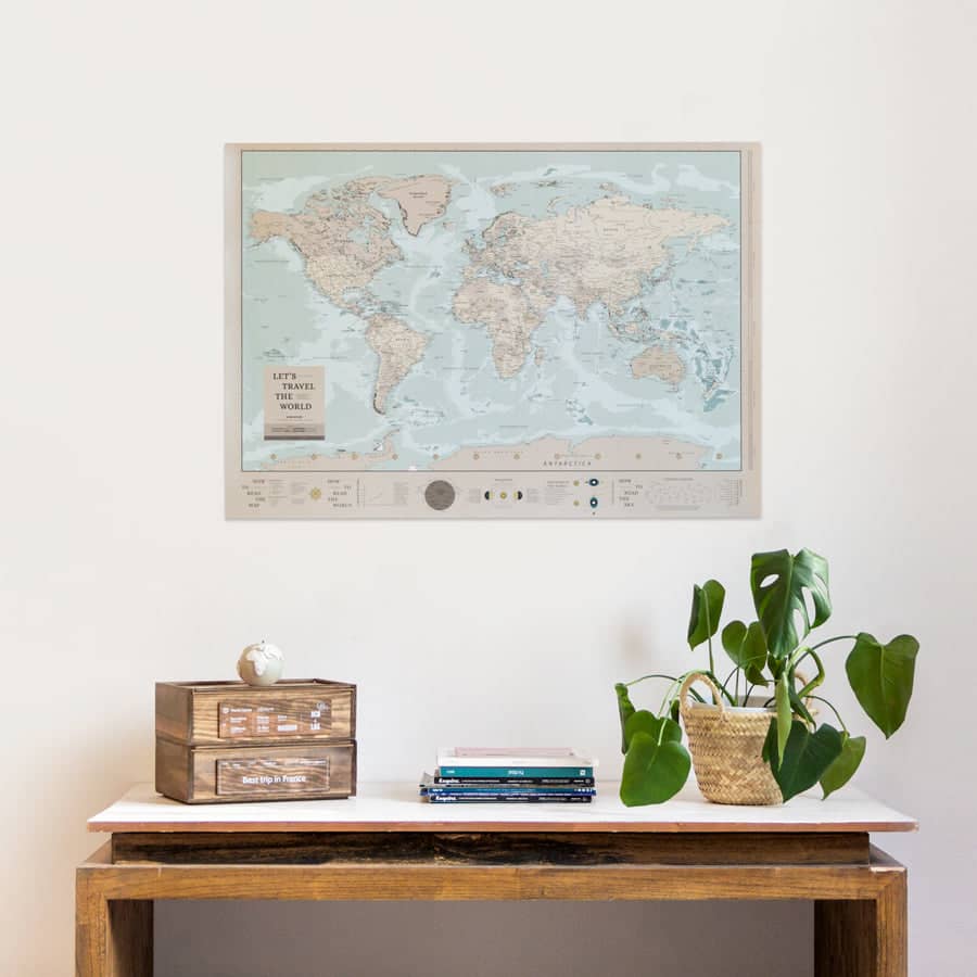 Mapa del mundo digital descargable para imprimir formato poster 100 x 70 cm - Misswood