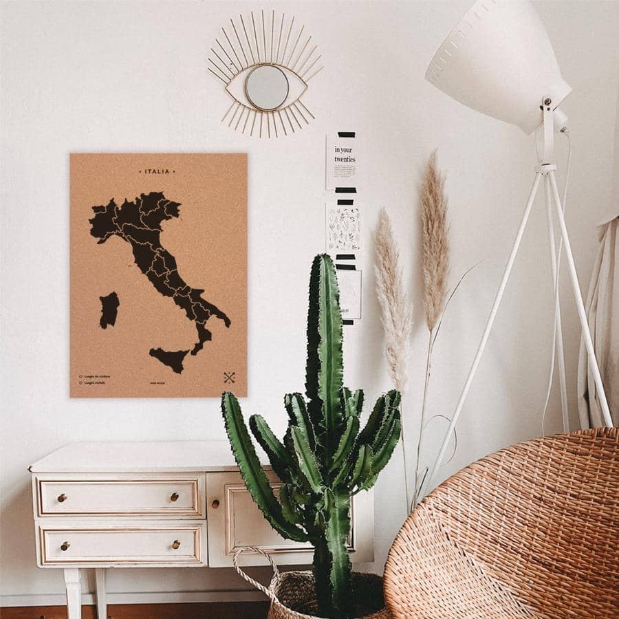 Mapa de corcho - Woody Map Natural Italia - Misswood